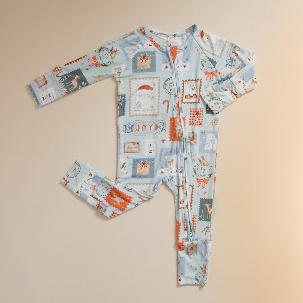 🎄 Sol Baby Bamboo Letters to Santa Holiday Romper Footie 0-3 3-6 6-12 months